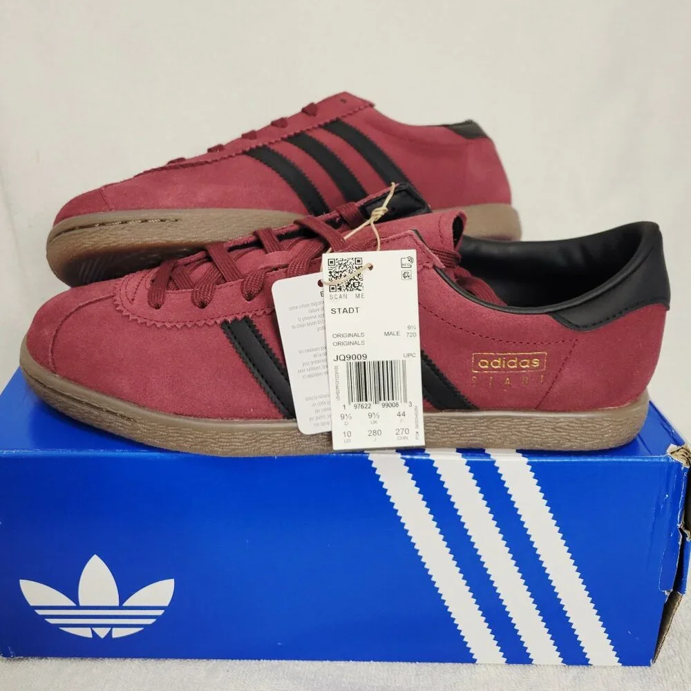 NWB- Adidas Originals STADT 'Burgundy' Casual Sneakers- Men- Size: 10 (JQ9009) - Picture 1 of 14